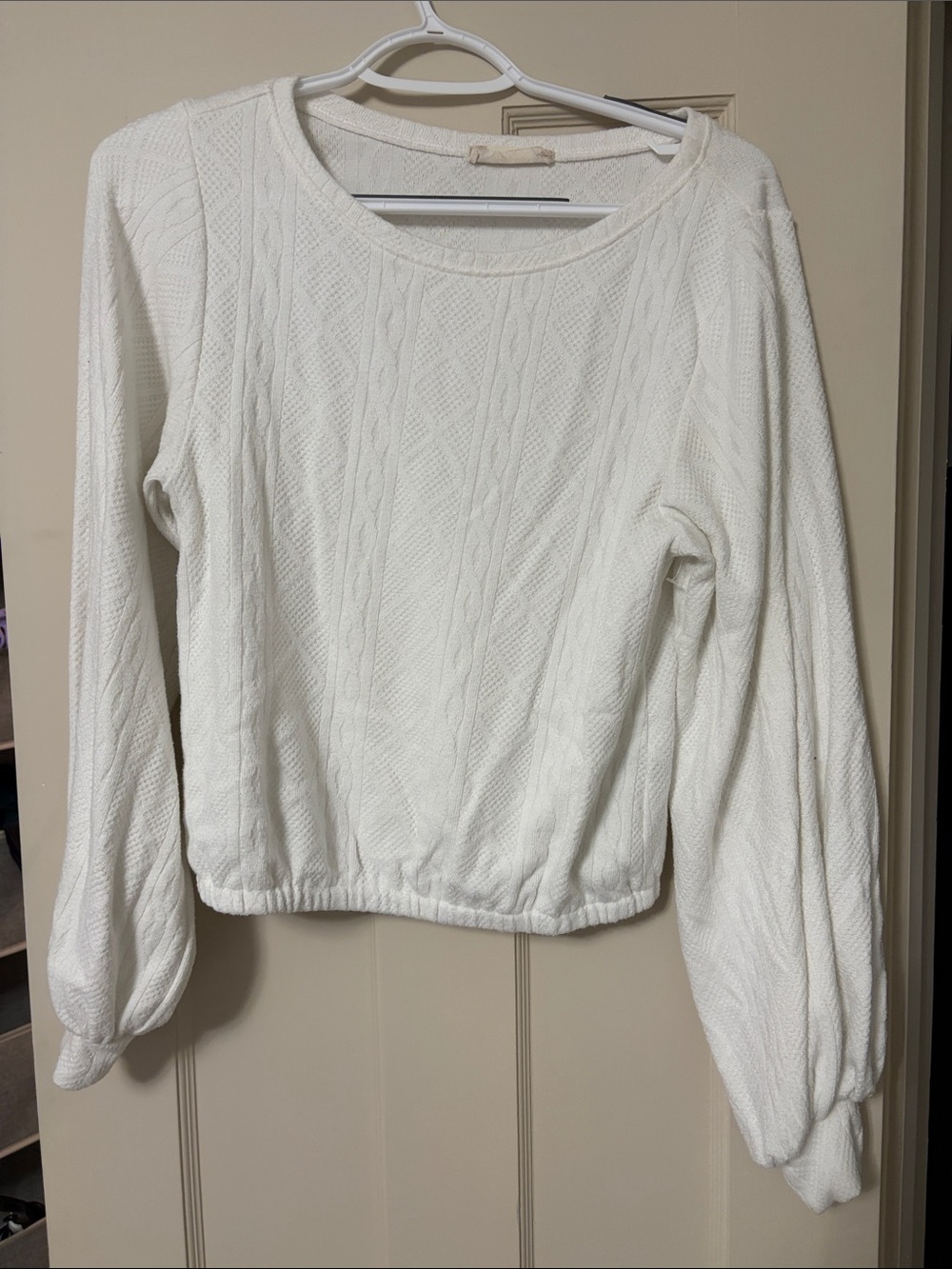 Altar’d State White Cable-Knit Long-Sleeve crop Top